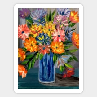 A beautiful bouquet flowers in a glass vase Sticker